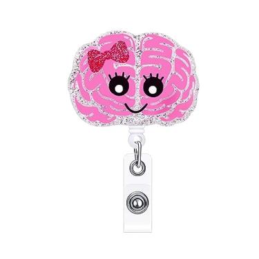 Imagem de ANDGING Engraçado Cérebro Saúde Mental Carretel Suporte Retrátil Prendedor de Crachá Bonito SLP Neuro Enfermeira Enfermagem Carretel Retrátil para Enfermeiras RN LPN CNA Porta-crachá de Identificação Médica Acessórios de Escritório