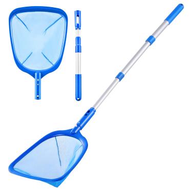 Imagem de Escumadeira de piscina – Rede de piscina com 3 postes, rede de escumadeira de piscina de 122 cm com comprimento total do mastro, redes de piscina para limpeza, rede de malha fina para escumadeira de piscina, poste de alumínio telescópico, ótimos acessórios para piscina