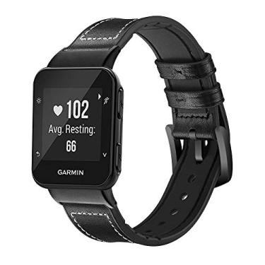 Imagem de DuiGong compatível com Garmin Forerunner 35 pulseiras de substituição, couro e alça de silicone com adaptadores - M, Preto, S/M & M/L