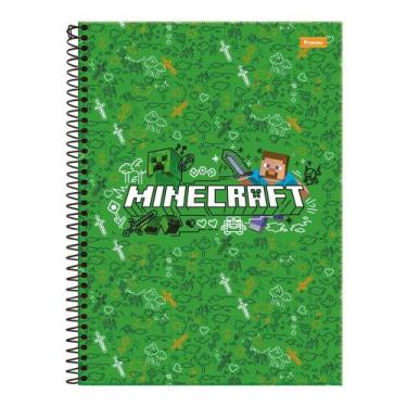 Imagem de Caderno Univ. 1 Matéria 80Fls Minecraft 24 Verde Foroni