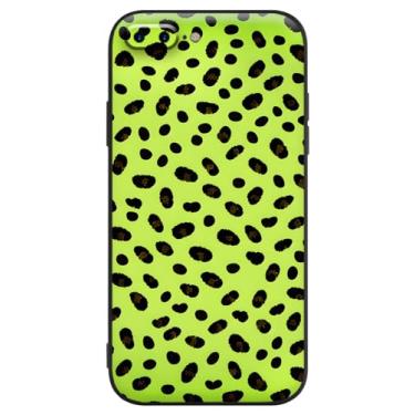 Imagem de Berkin Arts Capa de silicone compatível com iPhone 8 Plus/iPhone 7 Plus, estampa de leopardo, flores verdes, arte da moda