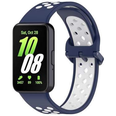 Imagem de Pulseira esportiva de silicone de substituição adequada para Samsung Galaxy Fit 3, respirável, dois tons, porosa, para Galaxy Fit 3 2024 SM-R390, mulheres e homens
