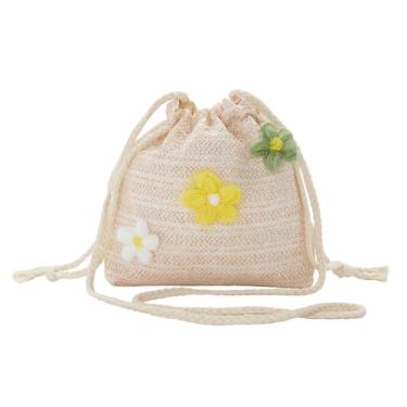 Imagem de Linda bolsa de verão bolsa transversal de palha estética bolsa transversal para férias na praia pequena bolsa de palha para mulheres, Bege