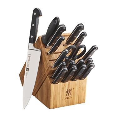 Imagem de ZWILLING Conjunto de facas de cozinha profissional S 18 peças com bloco, faca do chef, faca utilitária serrilhada, preto