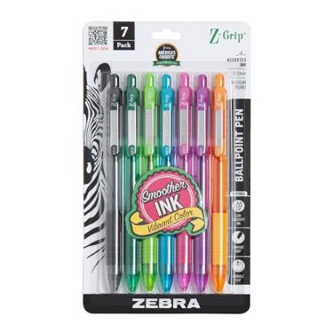 Imagem de Zebra Pen Caneta esferográfica retrátil Z-Grip, cores sortidas de fluxo suave, ponta média de 1,0 mm, material escolar, material para professores e material de escritório, pacote com 7 (22276)