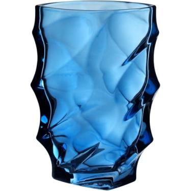 Imagem de VASO DECORATIVO ENFEITE CASA ONDAS HOME&CO VIDRO 19x12x12cm AZUL