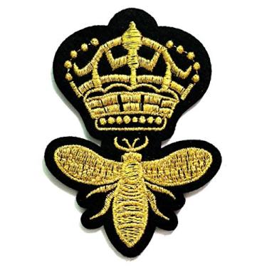Imagem de Patch de PP Coroa Abelha Rei Imperial Rainha Remendo Desenho Infantil Patch Bordado Aplique de Tecido Aplique Aplique Costurar Remendos para Artesanato Costura Roupas