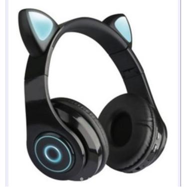 Imagem de Fone De Ouvido Orelha De Gato Gatinho Com Luz de Led Cat Ear USB Bluet