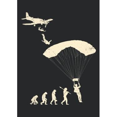 Imagem de Notizbuch A5 kariert mit Softcover Design: Fallschirmspringer Evolution Skydiver Affe Mensch Fallschirm: 120 karierte DIN A5 Seiten