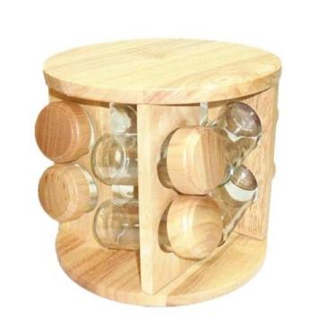 Imagem de Porta Tempero Madeira Com Potes De Vidro - 8 Potes - showhouse