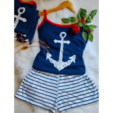 Imagem de Pijama Curto Short Alcinha Estampado Pijaminha Baby Doll Confortavel -