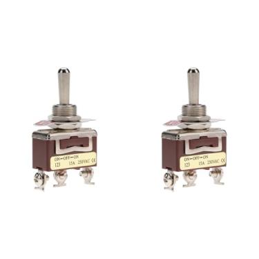 Imagem de 2pcs Interruptor de Alternância Momentâneo de 3 Posições, SPDT 3 Pinos 12mm 15A 250VAC, Fácil de Montar, Tamanho Compacto, para Automóveis, Eletrodomésticos, Controle Industrial