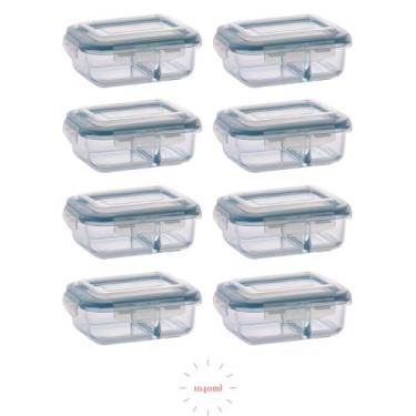 Imagem de Jogo 8 Potes 1040ml com Divisória Vidro Hermético Vedação - QUALITY-HO