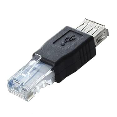 Imagem de LBSC Adaptador USB para Ethernet, 4 pacotes USB 2.0 fêmea para LAN RJ45 8P8C macho Crystal Ethernet 10 Mb/100 Mb