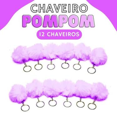 Imagem de Chaveiro Pompom Pelúcia Lilás - 50Mm Kit C/12 Unidades - Nybc