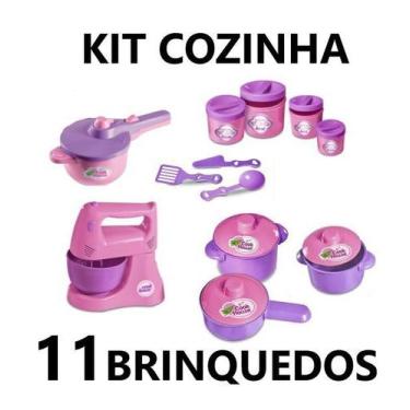 Imagem de Kit Cozinha Infantil 11 Brinquedos Batedeira Potes Panelas - Altimar