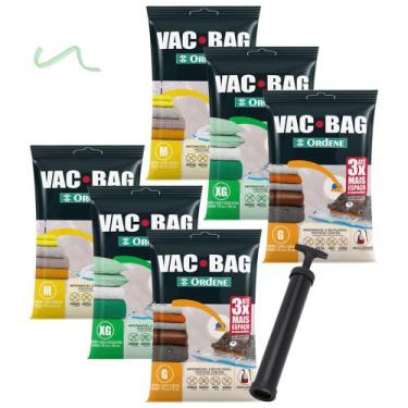 Imagem de Kit Sacos À Vácuo 2 Médio+ 2 Grande+ 2 Extra Grande Vac Bag+ Bomba Ord