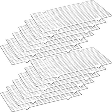 Imagem de Harloon Pacote com 12 prateleiras antiaderentes de resfriamento de 40 x 24 cm para assar, rack de cozimento de arame quadriculado seguro para forno de aço carbono rack de assadeira para assar bolos,