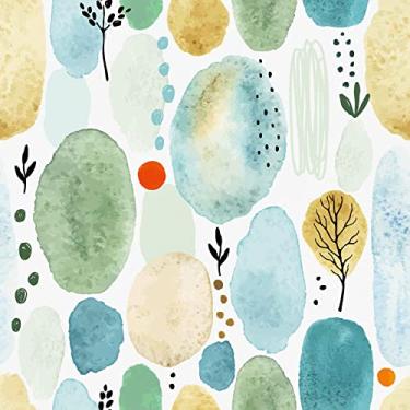 Imagem de Papel de parede abstrato azul autoadesivo vintage vinil descascar e colar papel de contato com revestimento de armário temporário removível colegas de quarto papel de parede de banheiro cozinha papel