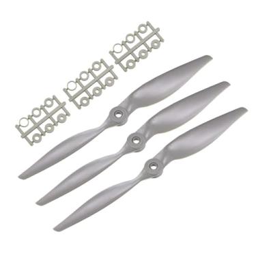 Imagem de TOP-VIGOR 3pcs CW RC Propellers 1070 10 x 7 Inch 2-Vane RC Vehicle Propellers Replacement for RC Airplane with Adapter Rings Nylon Gray