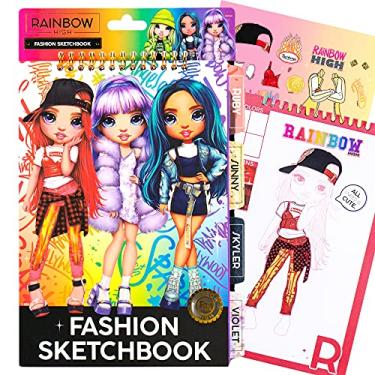 Imagem de Rainbow High Fashion Sketchbook by Horizon Group USA, Color & Create Fashion Looks, Includes Sketchbook, Stencils, Repositionable Stickers, Inspiration Pages & More,Multi