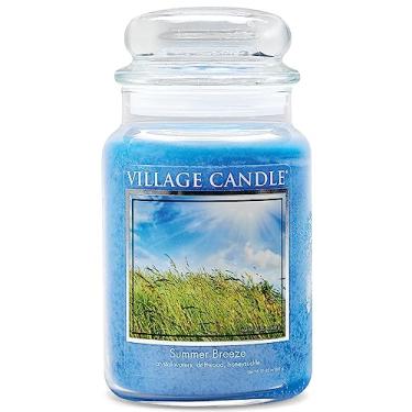 Imagem de Village Candle Summer Breeze — Vela perfumada grande de vidro boticário, 600 g, azul