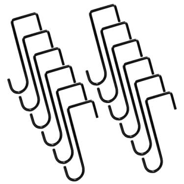 Imagem de Zorfeter 12 ganchos de cerca de vinil preto, 2 x 15 cm ganchos de cerca de aço revestidos com pó para pendurar plantas e plantadores, alimentador de pássaros, equipamento de piscina