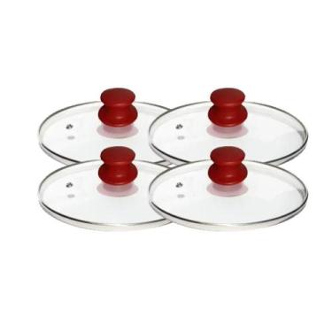 Imagem de Jogo 4 Tampas De Vidro Avulsas P/ Panelas 32 Cm - Okayshop, Marrom