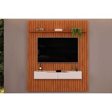 Imagem de Rack Bancada C/painel P/tv Até 65 Polegadas Pratic Ripado Prateleira 183x240cm Freijo - Dj Móveis
