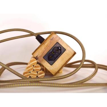 Imagem de Extensão Madeira Régua Elétrica 1 Tomada Preta - Mycena Studio