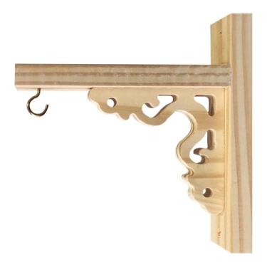 Imagem de KIAGA, Suporte Mão Francesa Provençal em Madeira de Pinus para Vasos de Plantas Cor:PINUS NATURAL;Tamanho:20X20X4,8 CM