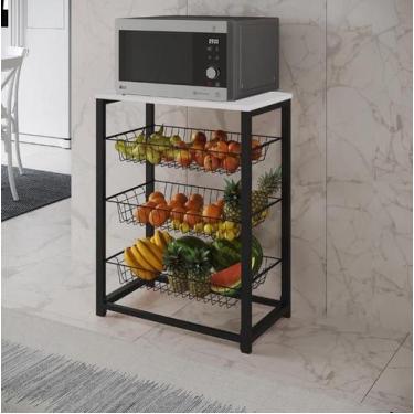 Imagem de Fruteira com Suporte para Micro-ondas Barcelona Aço Preto Cesto Preto 