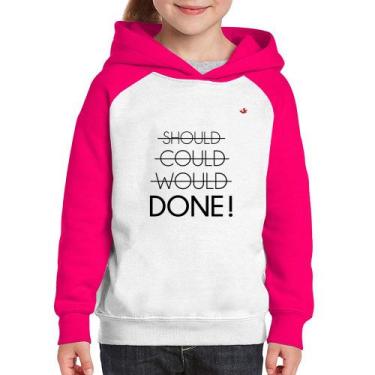 Imagem de Moletom Infantil Done! - Foca na Moda, Branco, Rosa, 14
