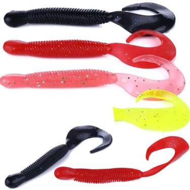 Imagem de Kit 6 Iscas Artificiais Grub Colorido 12cm 9.2g Trairão Tucunaré - FSS