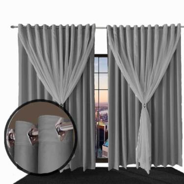 Imagem de cortina blackout Ana quarto de janela 5,50 x 2,70 cinza - Bravin Corti