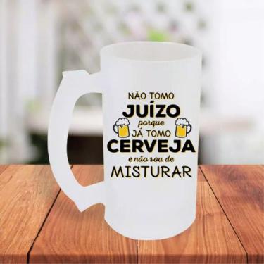 Imagem de Caneca De Chopp Jateada Vidro Não Tomo Juizo Porque Já Tomo Cerveja En