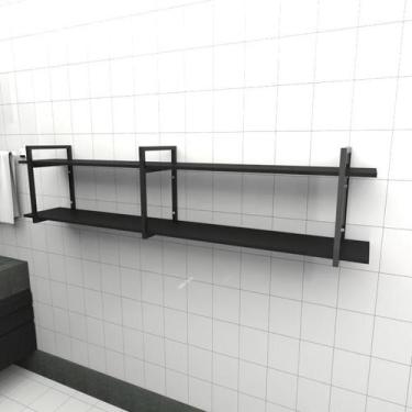 Imagem de Prateleira industrial banheiro aço cor preto 180x30x40cm (C)x(L)x(A) c