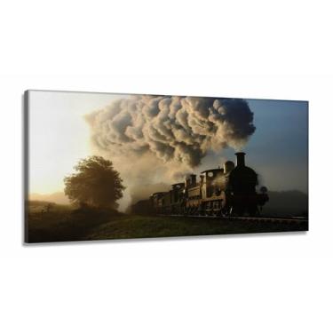 Imagem de Quadros Decorativos Locomotiva - Trem em Tecido Canvas 130x60 - Wall F