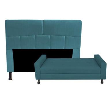 Imagem de Kit Félix com Cabeceira Dona 1,40 cm Casal Baú Quarto Sala material si