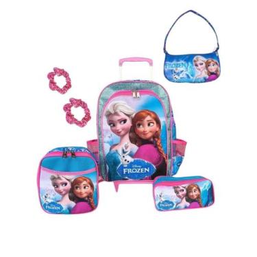 Imagem de Kit mochila de rodinhas infantil escolar com bolsinha baguete skye pat