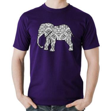 Imagem de Camiseta Algodão Elefante Mandala - Foca na Moda, Roxo, M