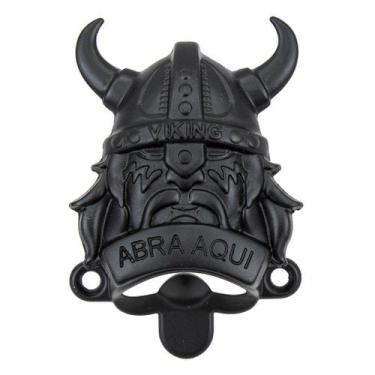 Imagem de Abridor Garrafa de Cerveja Viking Abra Aqui 1 Peça Decoração Metal Res