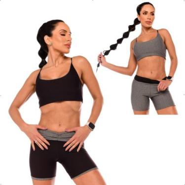 Imagem de Kit Conjunto Dupla Face 2 Em 1 Top + Short Academia Vibs - Vibs Fitwea