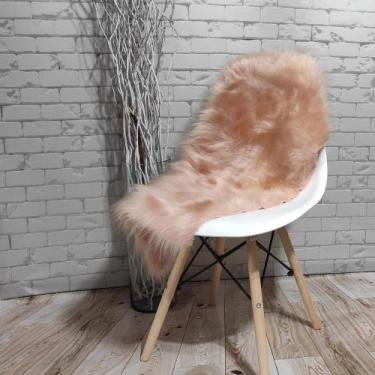 Imagem de Peseira Xale Para Sofá em Pelúcia Pelo Alto Rosa Pó Decoração 1,60x50c