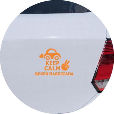 Imagem de Adesivo de Carro Keep Calm Recém Habilitada - Cor Laranja - Melhor Ade
