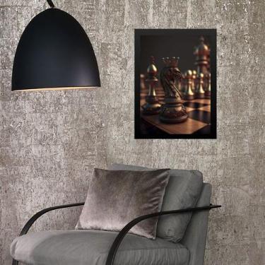 Imagem de Quadro Tabuleiro Xadrez- Cavalo 33x24cm - com vidro - Quadros On-line