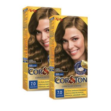 Imagem de Kit 2 Coloração Niely Cor&Ton Louro Médio 7.0 - Cor & Ton