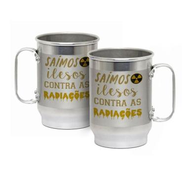 Imagem de Caneca Alumínio c/ Faixa Fosca 600ML Saímos Ilesos