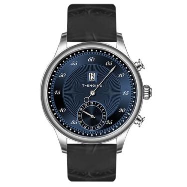 Imagem de Relógios masculinos de quartzo, 50 m, à prova d'água, com pulseira de couro, mostrador grande de 43 mm, relógios masculinos, negócios, trabalho, esporte, casual, vestido, masculino, presente elegante