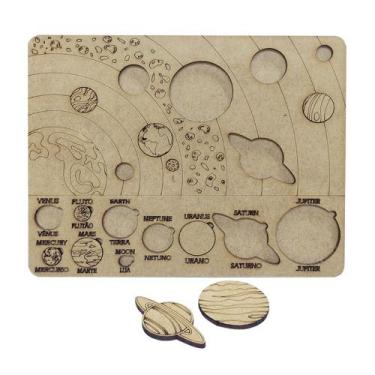 Imagem de Jogo Educativo Sistema Solar 11 Peças 20x16 Laser Mdf Madeira - ATACAD